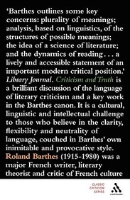 Criticism And Truth (Classic Criticism)