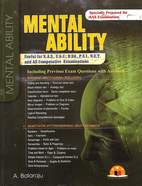 Mental Ability : Kas/Ugc/Bed/Psi/Net All Competative Examinations