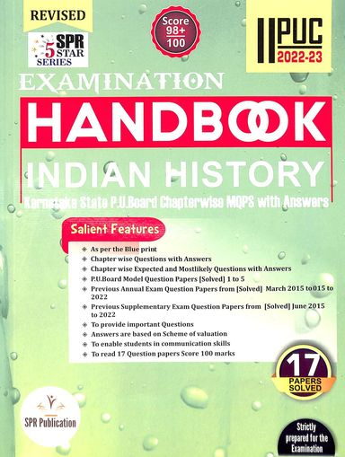 Buy Indian History 2 Puc 2022-23 For Examination Hand Book Spr 5 Star ...