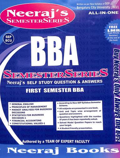 Bba 1 Sem Bcu Sep Semester Series Gen/Eng / Pri/ Mang / Mar/Ana/Bus/Dec /