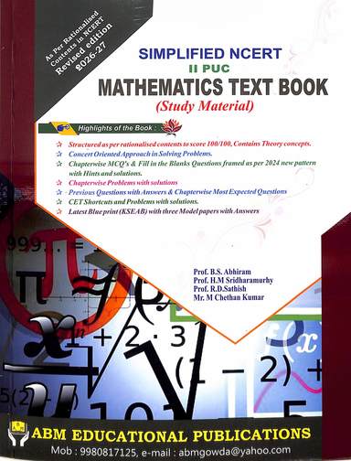 Simplified Ncert 2 Puc Mathematics Textbook Study Material