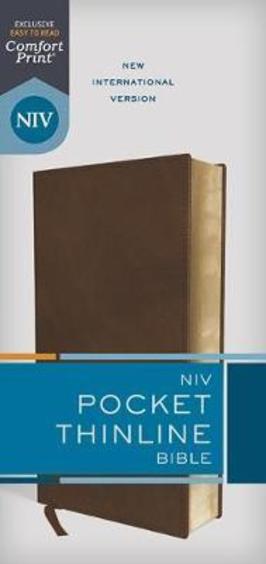 NIV, Pocket Thinline Bible, Leathersoft, Brown, Red Letter, Comfort Print