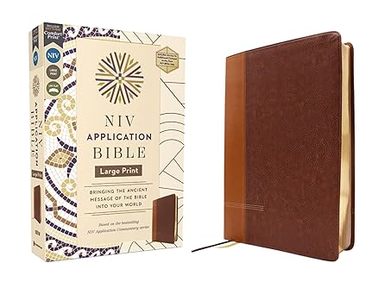 Niv Application Bible, Large Print, Leathersoft, Brown, Red Letter, Comfort Print