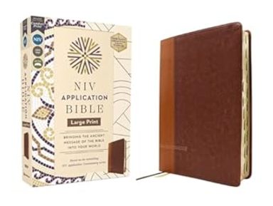 Niv Application Bible, Large Print, Leathersoft, Brown, Red Letter, Thumb Indexed, Comfort Print