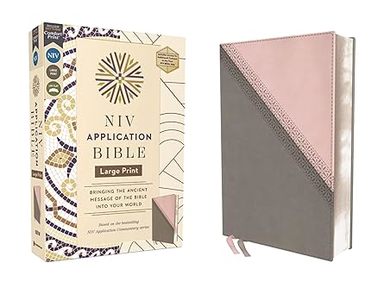Niv Application Bible, Large Print, Leathersoft, Pink/gray, Red Letter, Comfort Print