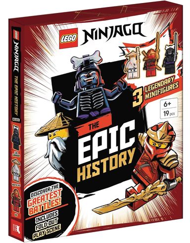 LEGO® NINJAGO®: The Epic History (with Kai, Lord Garmadon and Master Wu minifigures and fold-out play scene)