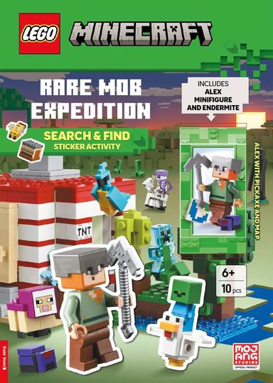 LEGO® Minecraft™: Rare Mob Expedition Search and Find Sticker Activity Book-with Alex minifigure, endermite, pickaxe and map
