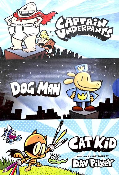 Dav Pilkey'S Hero Collection : 3 Book Boxed Set Captain Underpants 01 Dog Man 01 Cat Kid Comic Clu
