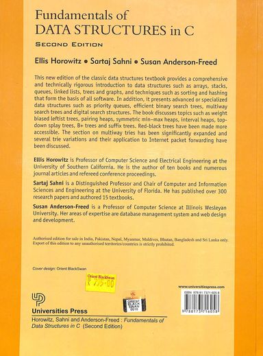 Buy Fundamentals Of Data Structures In C book : Ellis Horowitz