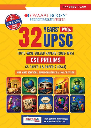 32 Years Upsc Pyqs Topic Wise Solved Papers 2026-1995 Cse Prelims Gs Paper 1 & Paper 2 Csat For 2027