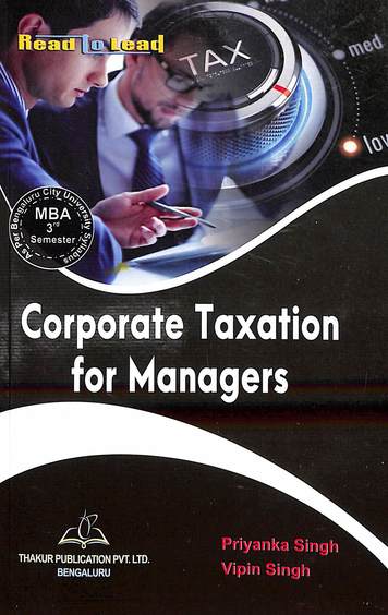 Corporate Taxation For Managers Mba 3rd Sem Read To Lead : Bcu