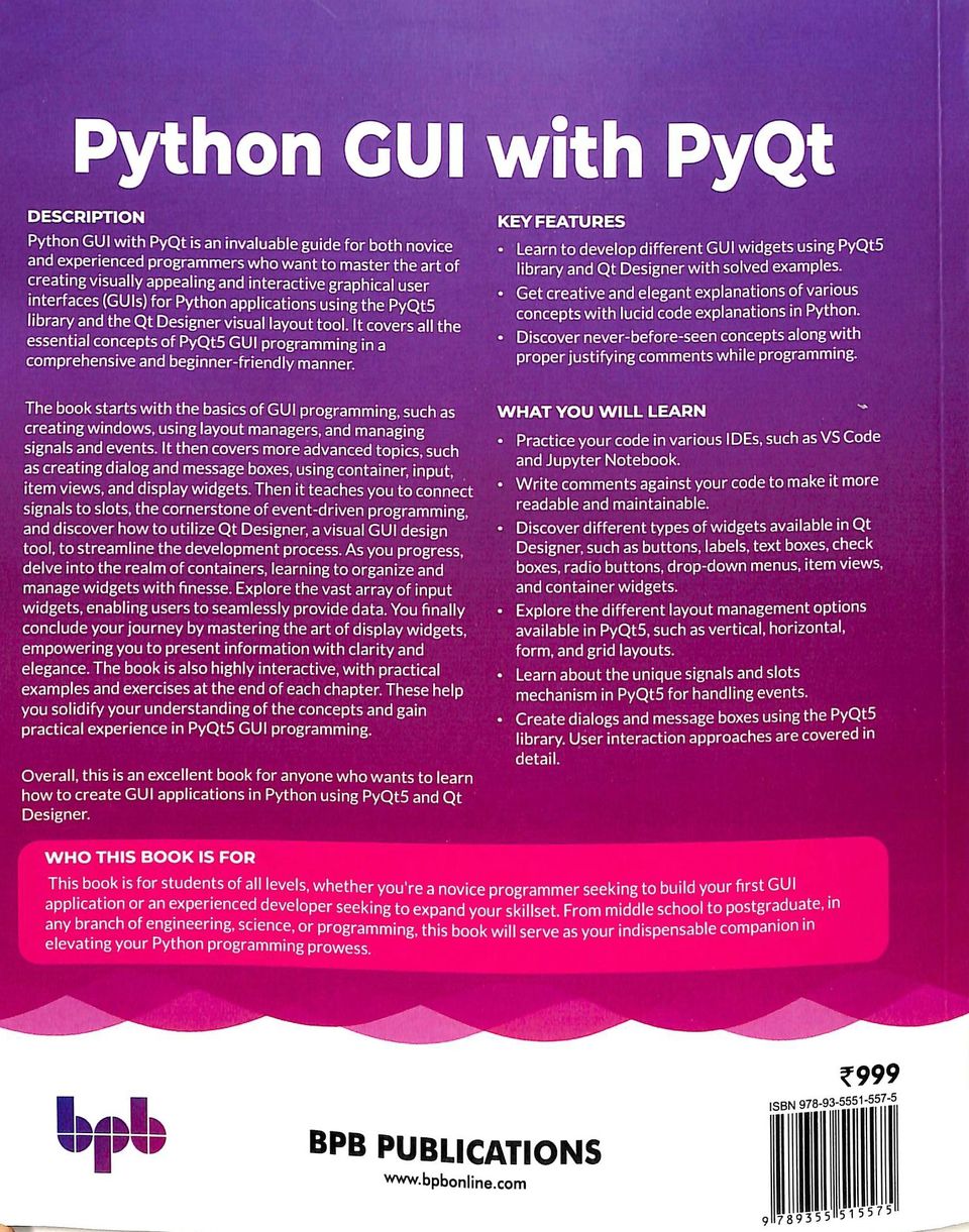 Buy Python Gui With Pyqt : Learn To Build Modern & Stunning Cuis In ...