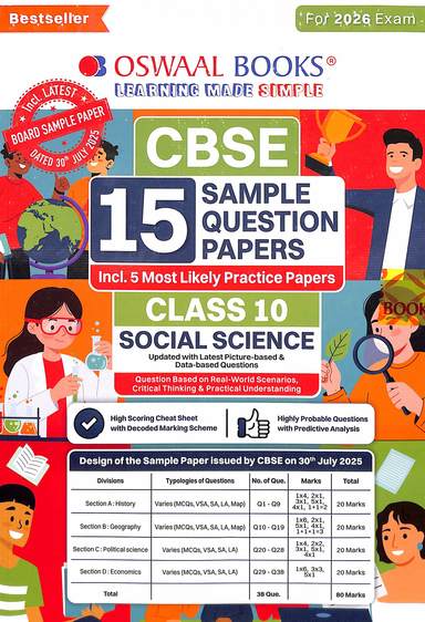 Buy Social Science Class 10 Cbse 15 Sample Question Papers For 2026 ...