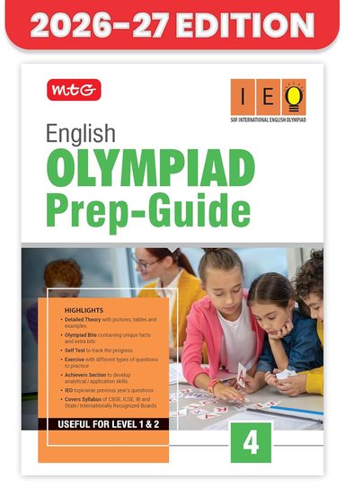 MTG English (IEO) Olympiad Prep Guide Class 4 | Detailed Theory, Exercise with Self Test For Practice | SOF Olympiad Books For Exam 2026-27 | 9789375443636
