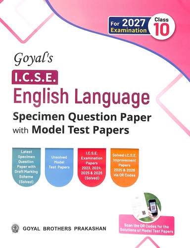 Goyals English Language Class 10  Icse Specimen Question Paper With Model Test Papers For 2027