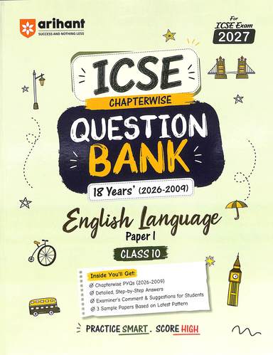English Language  Paper 1 Class 10  Icse Chapterwise  Question Bank 18 Years 2026-2009 : Code F1173