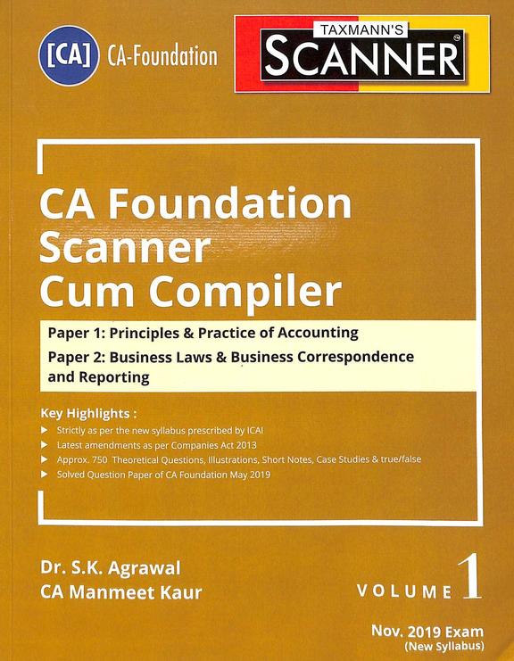 Buy Taxmanns Ca Foundation Scanner Cum Compiler Set Of 2 Vols Nov 2019