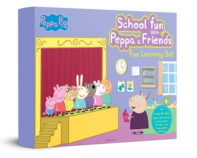 Peppa Pig - School Fun With Peppa and Friends : Fun Learning Set (With Wipe And Clean Mats, Coloring Sheets, Stickers, Appreciation Certificate, Crayon Set And Pen)
