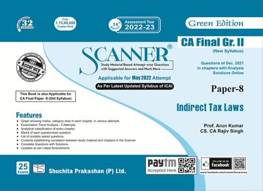 Indirect Tax Laws Paper 8 Scanner Ca Ginal Gr 2 : Green Edition