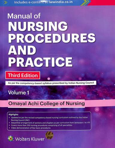 Manual Of Nursing Procedures & Prctice Omayal Chi College Of Nursing Set Of 2 Vols