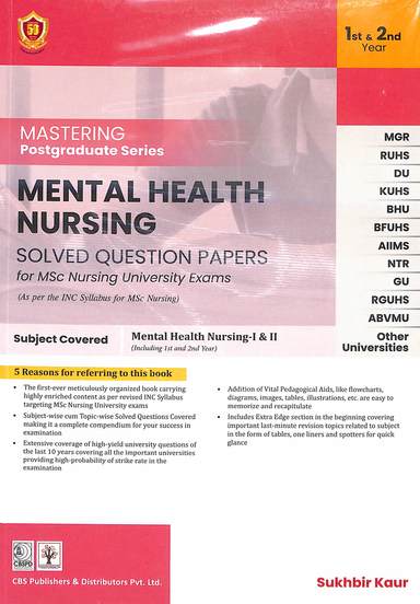 Mastering Postgraduates Series Mental Health Nursing Solved Question Papers